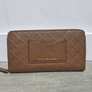 Tommy Hilfiger Brown Embossed Zip Around Wallet